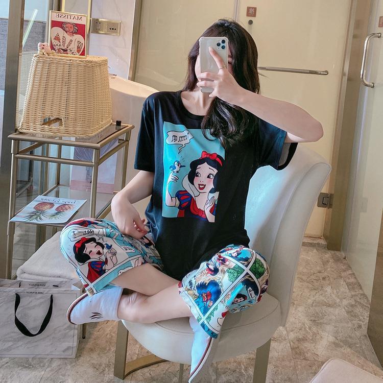 Bộ Đồ Ngủ Hoạt Hình, Ngắn Tay, Áo Phông Ngủ In Hình Hoạt Hình, Bao Gồm Quần Nữ Quần Ngủ Women 6