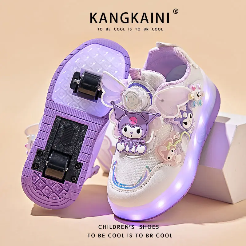 Girls Heelys 2024 Autumn New Children Rollerskate Double Wheel Invisible Clow M Burst Away the Skating Shoes Luminous