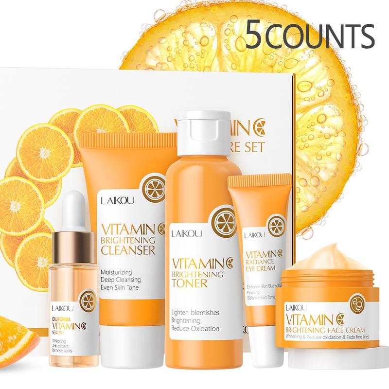 Vitamin C Comfort Skin Care Kit, Including Serum & Eye Cream & Face Cream, Hydrating Nourishing Skincare Kit for Women & Men, Summer Gift, Moisturize 4