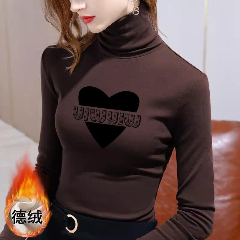 Áo Lớp Nền Giữ Nhiệt Dralon, Dành Cho Nữ, Mùa Thu Và Mùa Đông, Lót Lông Cừu, Áo Thun Dài Tay Nhỏ Dày Dặn, Cao Cổ, Mỏng Vừa Vặn, Áo Mặc Bên Ngoài, Ins, Năm 2025 Top