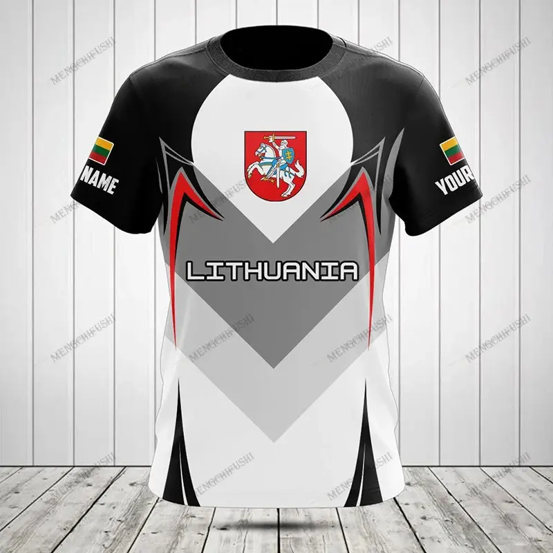 Customized Lithuania Emblem Graphic Tees Men's Fashion Sportswear T-shirts Fast Dry Jersey Casual Streetwear Short Sleeve Tops