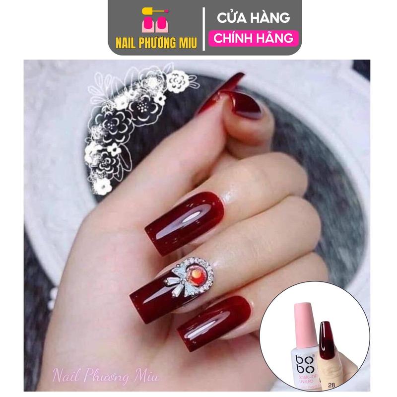  Sơn Thạch Đỏ Rượu Vang BOBO Số 28 Chai 15ml Làm Nail Chất Sơn Gel Đặc Chuẩn Màu 2 Lớp Bóng Mướt Sang Trọng 