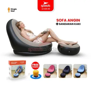 SPEEDS Sofa Angin Beanbag Squishy Jumbo Inflatable Sofa + Stool Outdoor Tiup Aestetik Lazy Bag Lay Bag Indoor 020-45