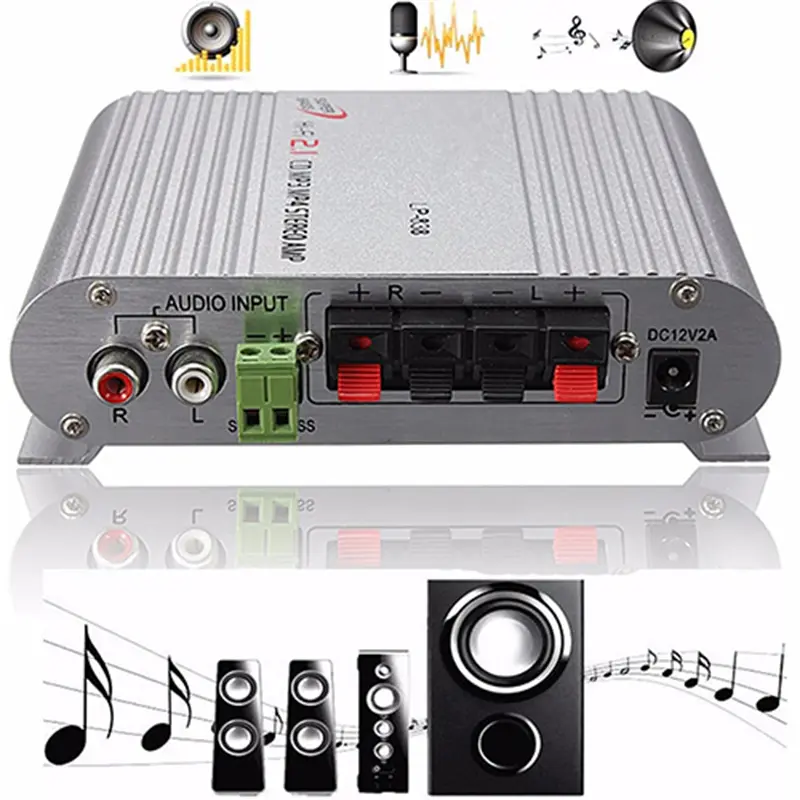 Bộ khuếch đại tăng cường loa siêu trầm, Juanoery HiFi MP3 Radio, cho âm thanh nổi trong xe hơi và gia đình, với loa siêu trầm 0