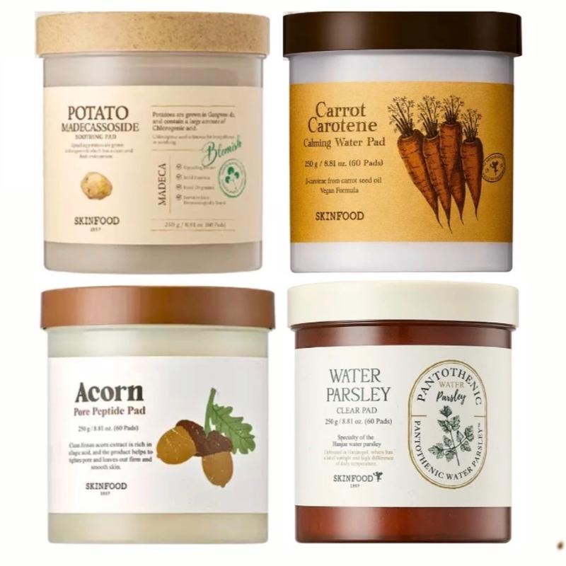 ￼Toner Pad SKINFOOD Cà Rốt, Khoai Tây, Hạt Sồi, Mùi Tây 60 miếng