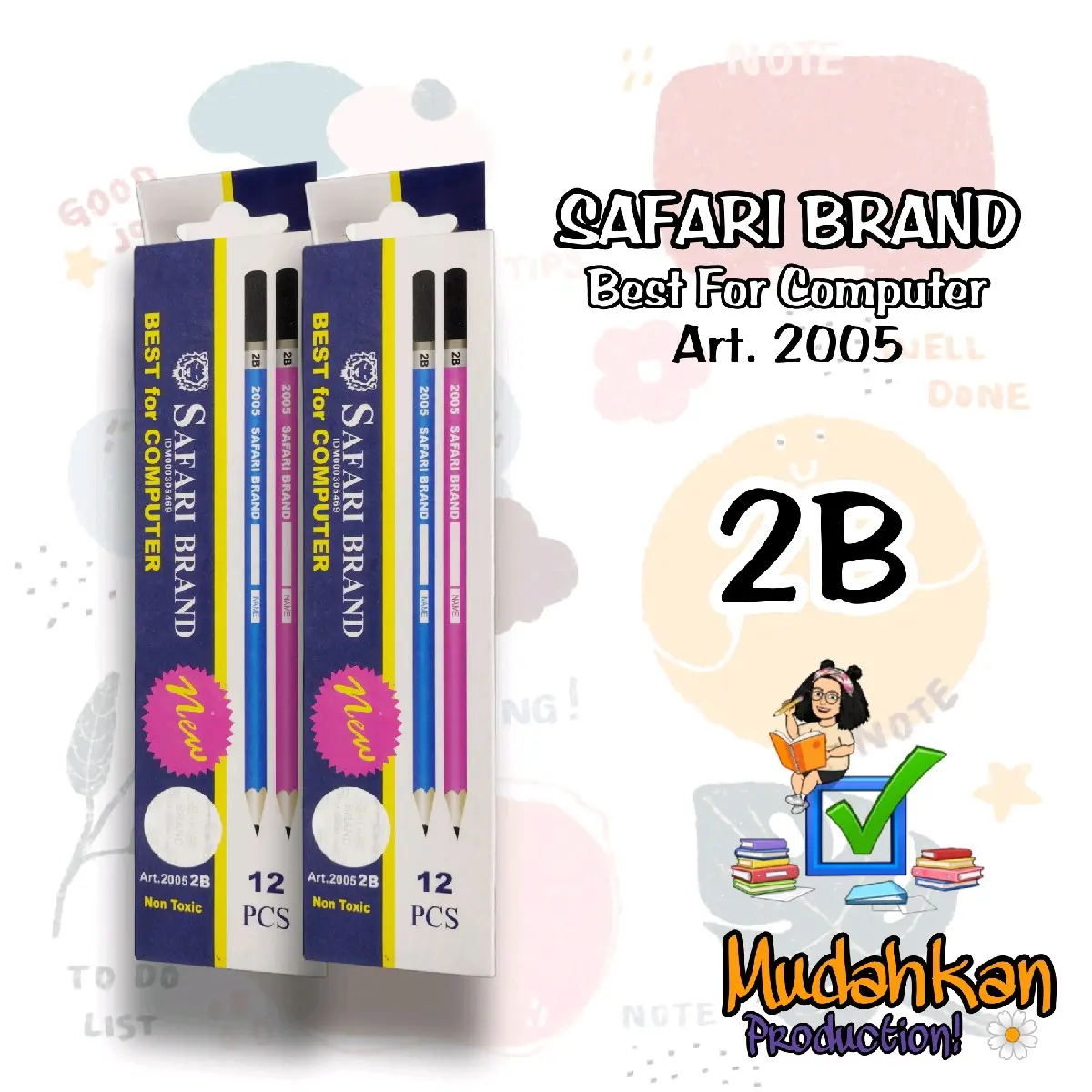 Pensil 2B SAFARI BRAND Art. 2005 [ 1 Box isi 6 ] [ 1 Box isi 12 ] Pensil 2B / Pensil