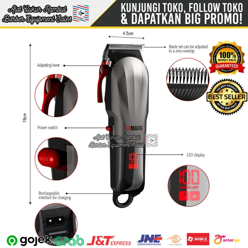 Alat Cukur Rambut Mesin Cukur Rambut Hair Clipper WMARK NG 115 Original 3