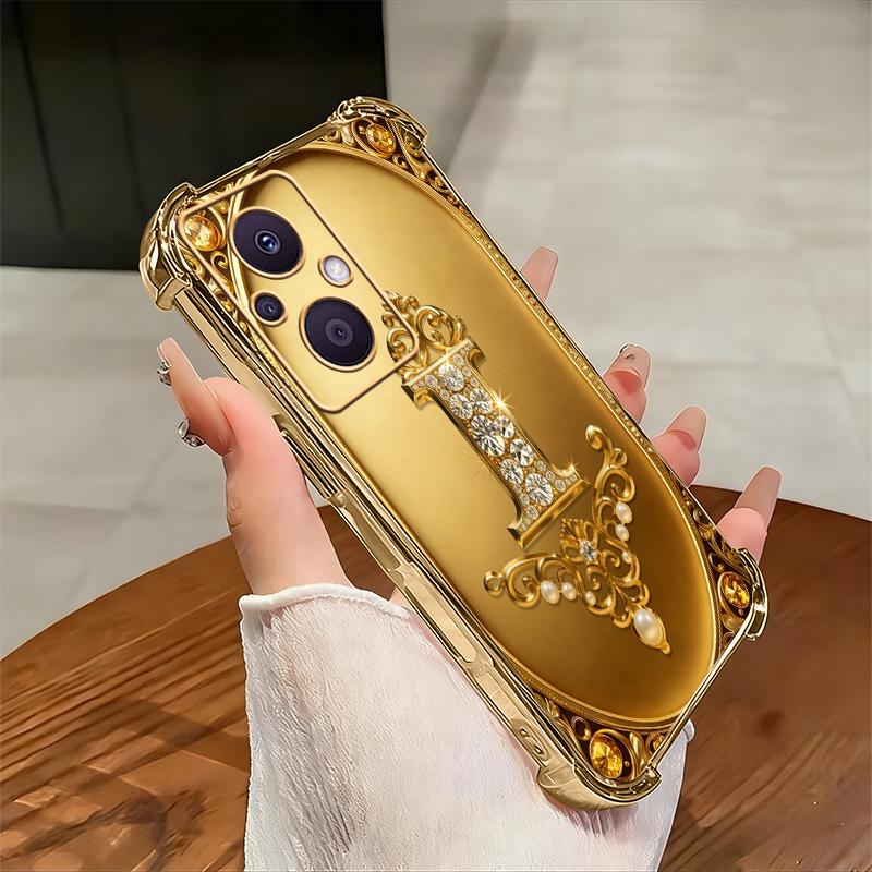 Cocok untuk casing ponsel OPPO Reno7 Z 5g Casing ponsel tahan benturan terbaru dengan bingkai emas dan motif huruf Prancis.-SJFS