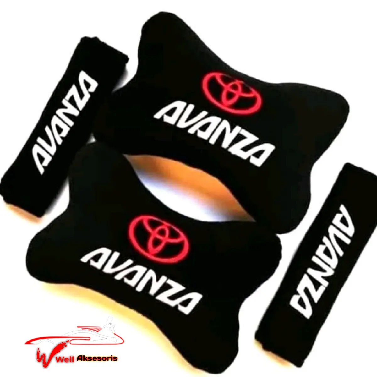 Bantal Mobil Set 2 in 1 Bordir AVANZA - Headrest Car Set 2in1 Toyota