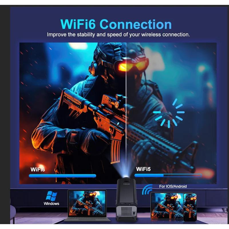 Máy Chiếu 4K Android 11, FGHGF, WiFi6 Kép, HY320, 300ANSI, BT5.0, 1920 * 1080P, Cải Tiến, Có Thể Xoay 180 °, Máy Chiếu Cầm Tay Ngoài Trời, Thích Hợp Cho Các Phòng chiếu phim 2