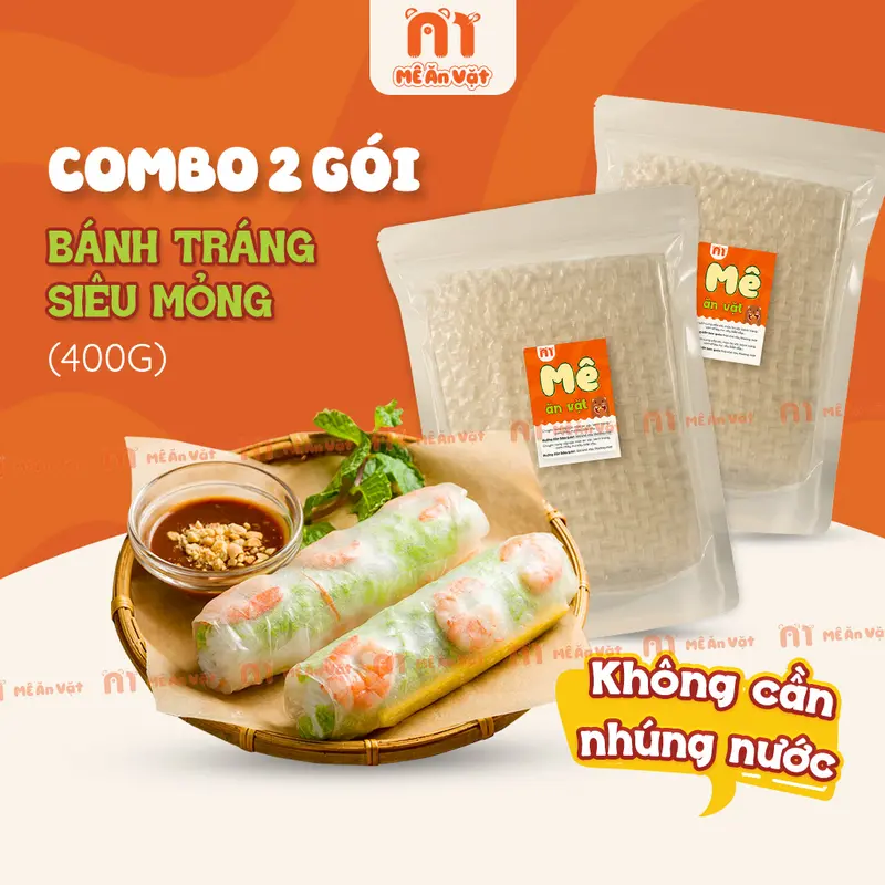 Combo 2 gói Bánh tráng siêu mỏng không cần nhúng nước - Bánh tráng Tây Ninh loại ngon - 2 túi zip 200g 0