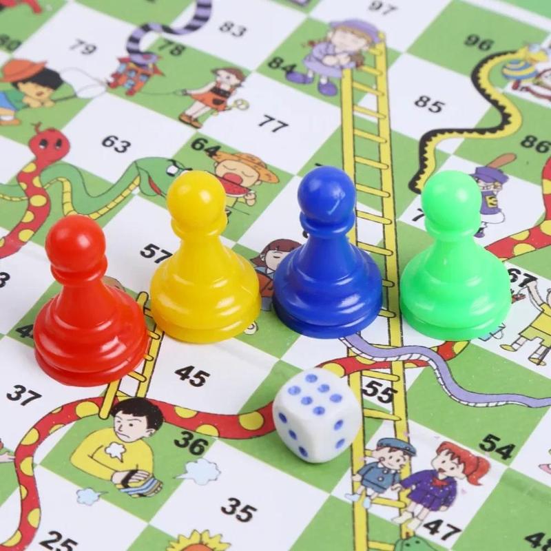 Product Introduction of Hot 1 Set Snake Ladder Educational Kids Children Toys Interesting Board Game Set Portable Flying Chess Board Family Board Game 12