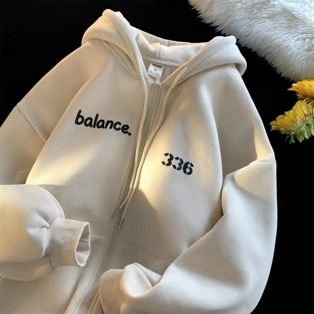 Áo Khoác Hoodie Dây Kéo Thêu Logo 336 Phối Nón From Rộng Unisex Nam Menswear