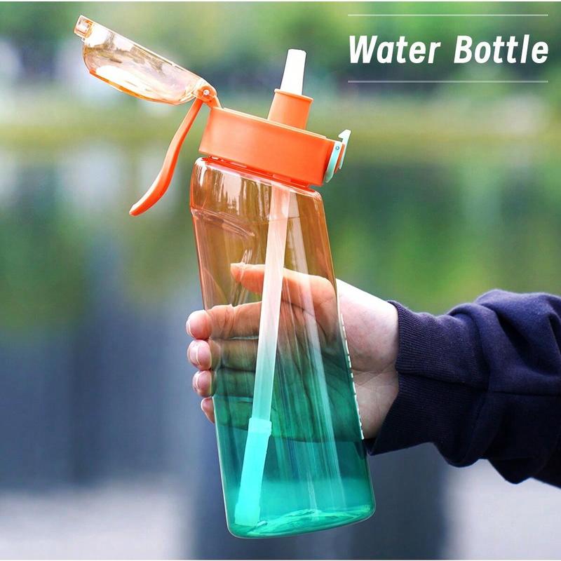 ShuangQi 1pc 25OZ (750ml) Solid Color Transparent Sports Water With Handle Suitable For Outdoor Sports Running Fitness Cycling Drinkware Cup Reusable Bottle Water Bottles Portable Tumbler Washable Bottle for Hiking Camping Office Home 1