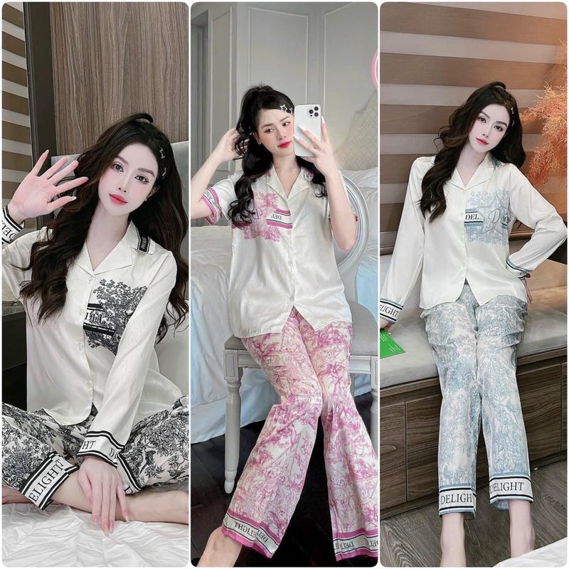 Product Introduction of [ 40 Đến 60kg] Bộ Hoạ Tiết Cây Dừa,ChẤt Liệu Lua Xước Ánh Kim,4 màu  rêu, và H Dương, Đen phom 40 Đến 60kg, quần cạp cao có Tui Quần , ống xuông Áo Nữ Women Kem Voi 4