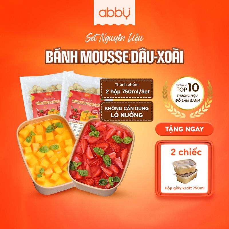 [ABBY] [ĐA KHO] Set Nguyên Liệu Làm Bánh Mousse Vị Trái Cây – Mềm Tan, Mát Lạnh, Dễ Làm Tại Nhà – Thành phẩm 2 Hộp 750ml
