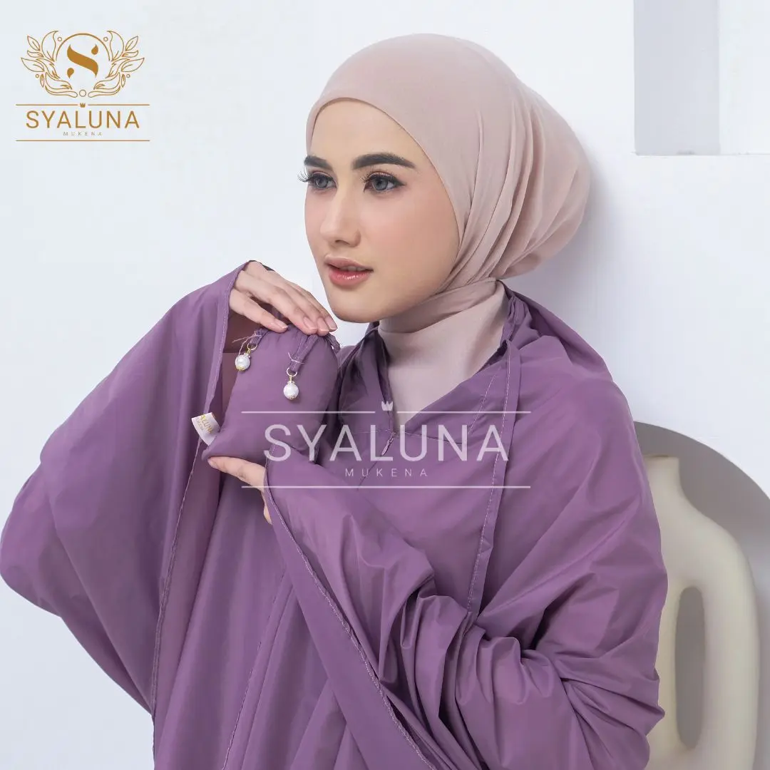 SYALUNA - Mukena Traveling Mini Pouch Parasut Korea Premium Dewasa Motif Kombinasi Muslim Lembut Sajadah Nyaman Panjang Mewah Kain Bawahan