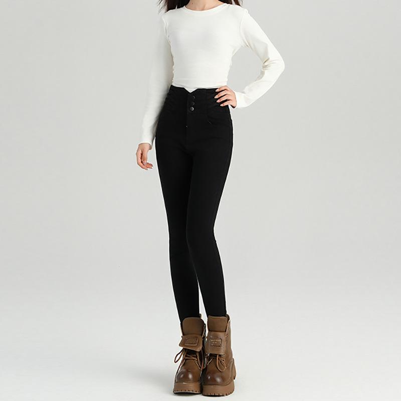 880 Versatile Classic Style High Waist Cropped Jeans Womens Autumn and Winter New Tight Skinny Slim Looking Pencil Pants Fashion 1
