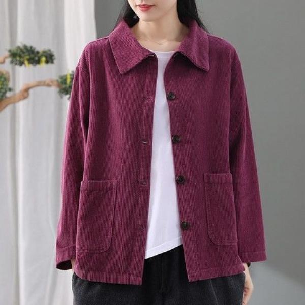 Product Introduction of Áo Khoác Vải Nhung Kẻ Ngoại Cỡ Cho Nữ, Hàng Mới Về Thu Đông 2023, Phong Cách Hàn Quốc, Dáng Rộng Vừa Vặn, Áo Khoác Thời Trang Thường Ngày Áo Cardigan 5