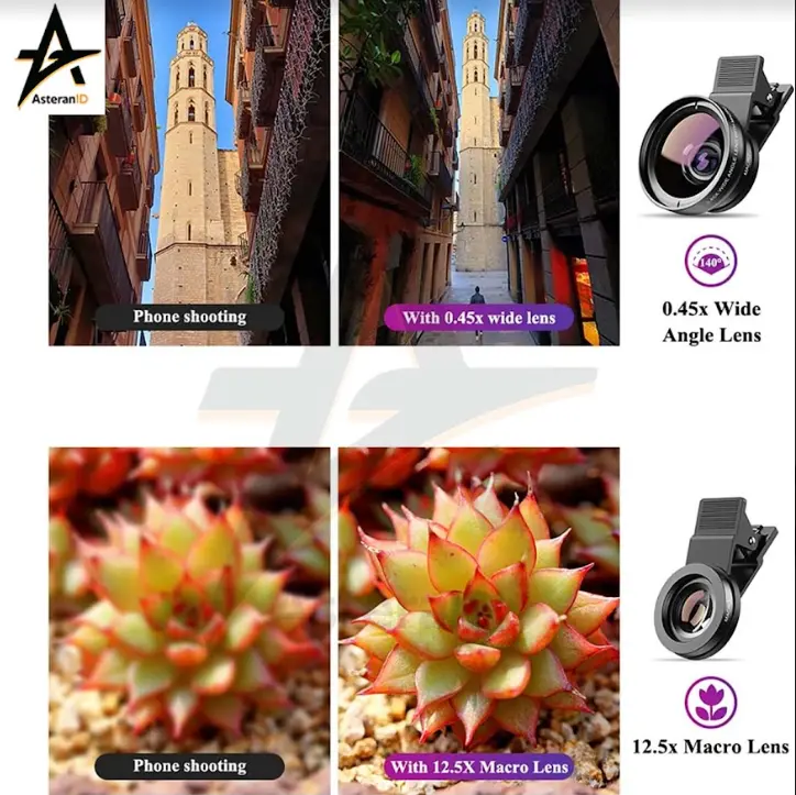 Lensa Kamera HP Smartphone 2 in 1 Macro 12.5X Wide 0.45X 1