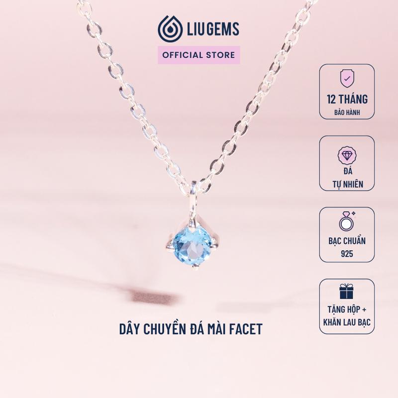 Dây Chuyền Nữ Bạc 925 Liugems Mini Size Nhỏ Đính Đá Phong Thuỷ Tự Nhiên Facet Mài Cắt DC23 (Mua một, tặng một hộp đựng trang sức + một khăn lau bạc miễn phí)