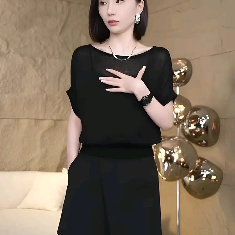 Hàng nhập - Áo len nữ dệt kim tay ngắn cánh dơi, áo kiểu Quảng Châu họa tiết bướm sau lưng Top Women 6