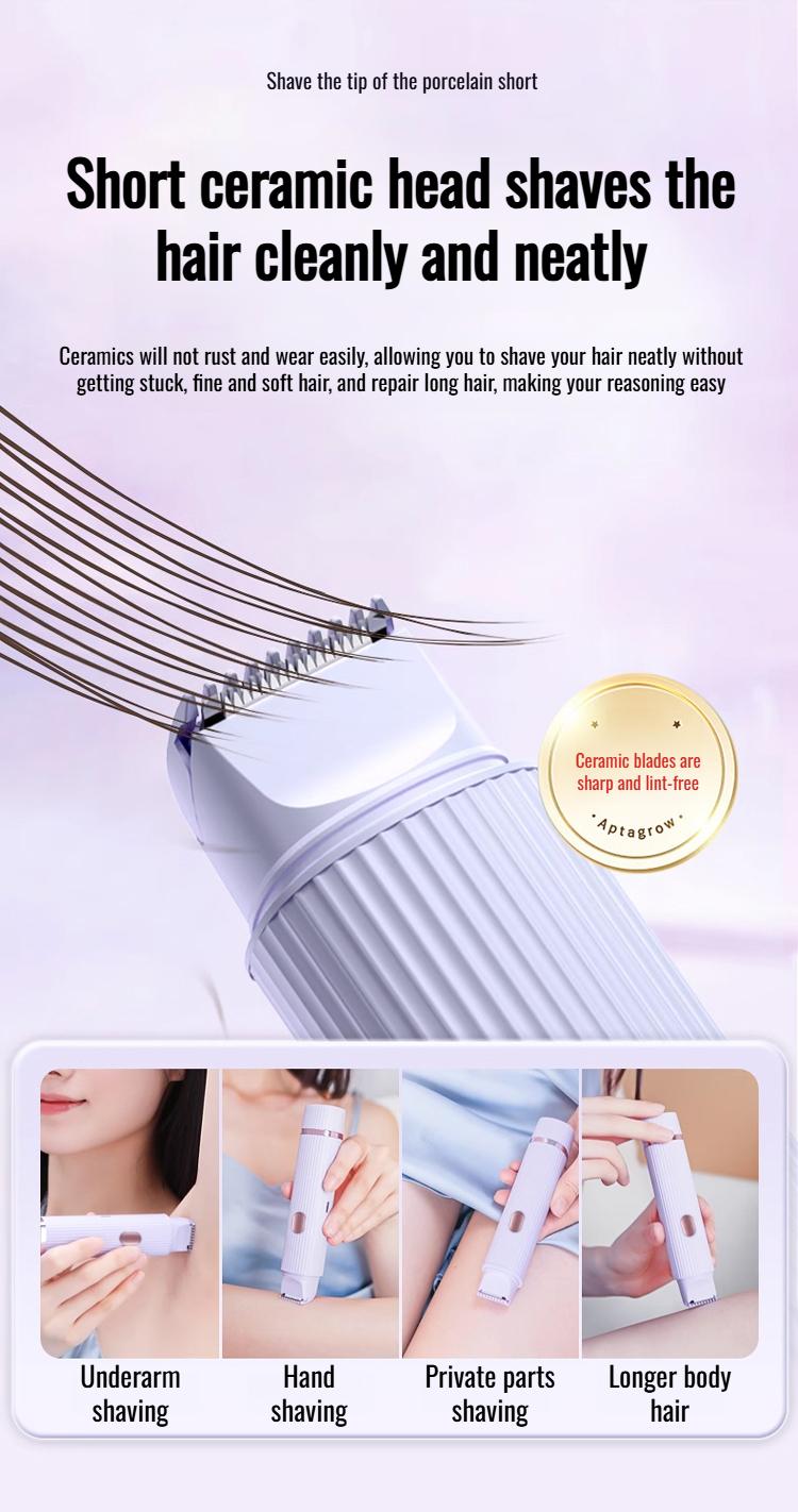 Product Introduction of Women's special dualhead fullbody hair removal pubic hair trimmer underarm shaver 4