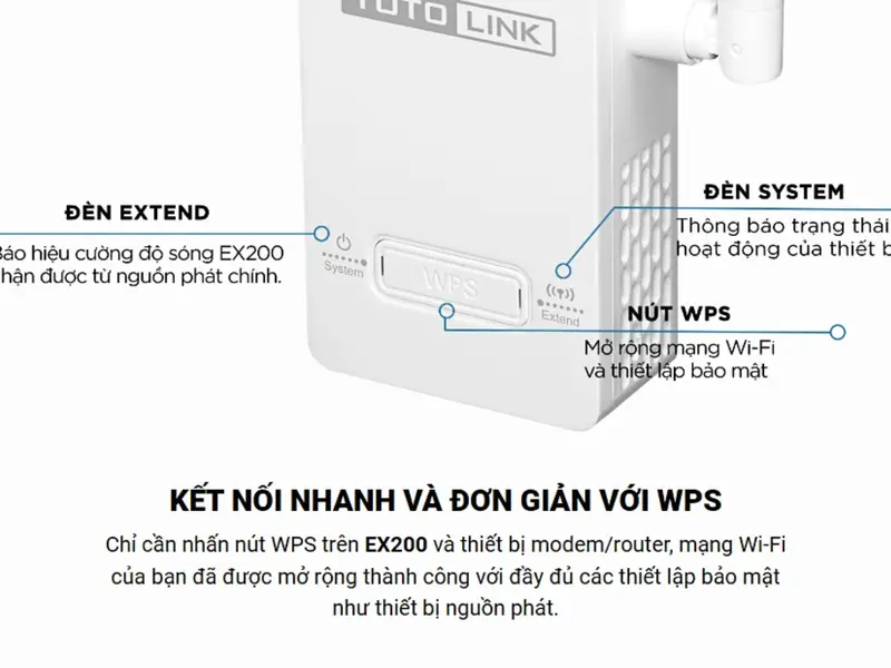 [300Mbps] Mở rộng sóng TOTOLINK EX200 Wi-Fi chuẩn N 300Mbps Chính hãng 7