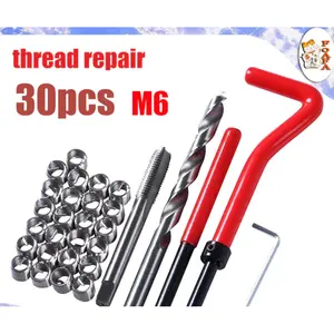 Thread Repair M6, Thread Repair set 30pcs Recoil M6 Alat Mobil Motor Ulir Kit Insert Busi Untuk Baut Benang