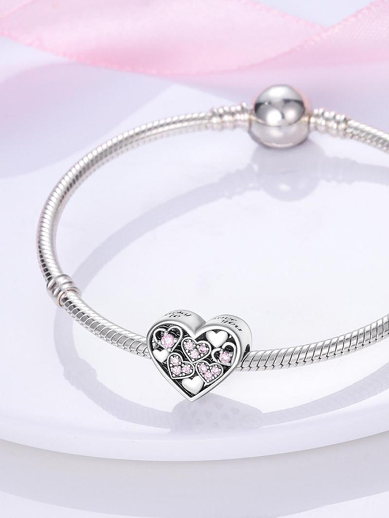 Product Introduction of Heart Shaped Rhinestone Decorated Dangle Charm,  Sweet Fashion DIY Jewelry for Women & Girls, Trendy All-match & Exquisite Jewelry for Birthday Gift 13