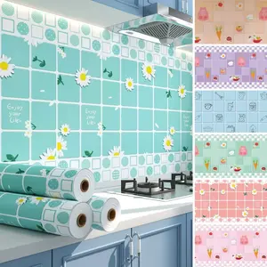 Wallpaper Dapur Anti Air Minyak Tahan Panas 60CM x 3M Dinding Meja Makan Sticker Kartun Motif Marmer