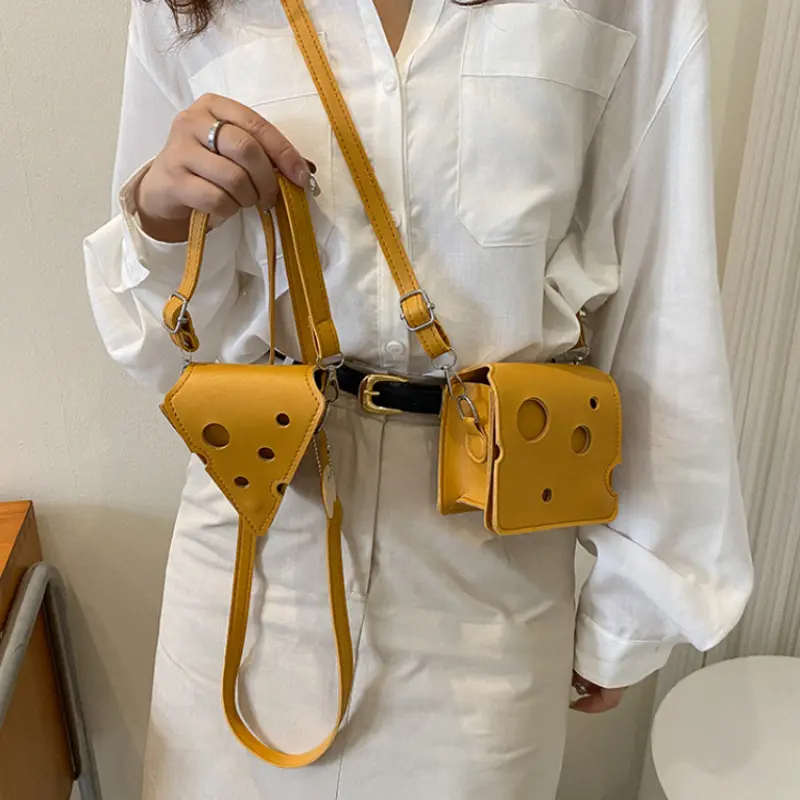 Túi Da PU Mini, Hình Phô Mai Tam Giác Và Vuông, Dành Cho Nữ, Dễ Thương, Thích Hợp Cho Tai Nghe Và Son Môi, Ví Và Túi Xách, Túi Đeo Chéo Và Đeo Vai Bag 4