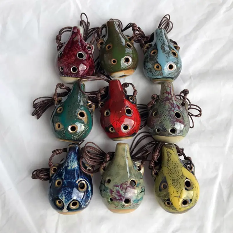 Sáo Ocarina Nhỏ 6 Lỗ, Nhạc Cụ Cho Người Mới Bắt Đầu, Phụ Kiện Nhạc Cụ Lưu Niệm Du Lịch, Mặt Dây Chuyền Gốm