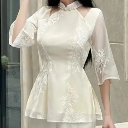 SET ĐỒ LAM , BÀ BA THIẾT KẾ, VOAN THIÊU HOA ĐÍNH NGỌC ,XINH XẮN 1