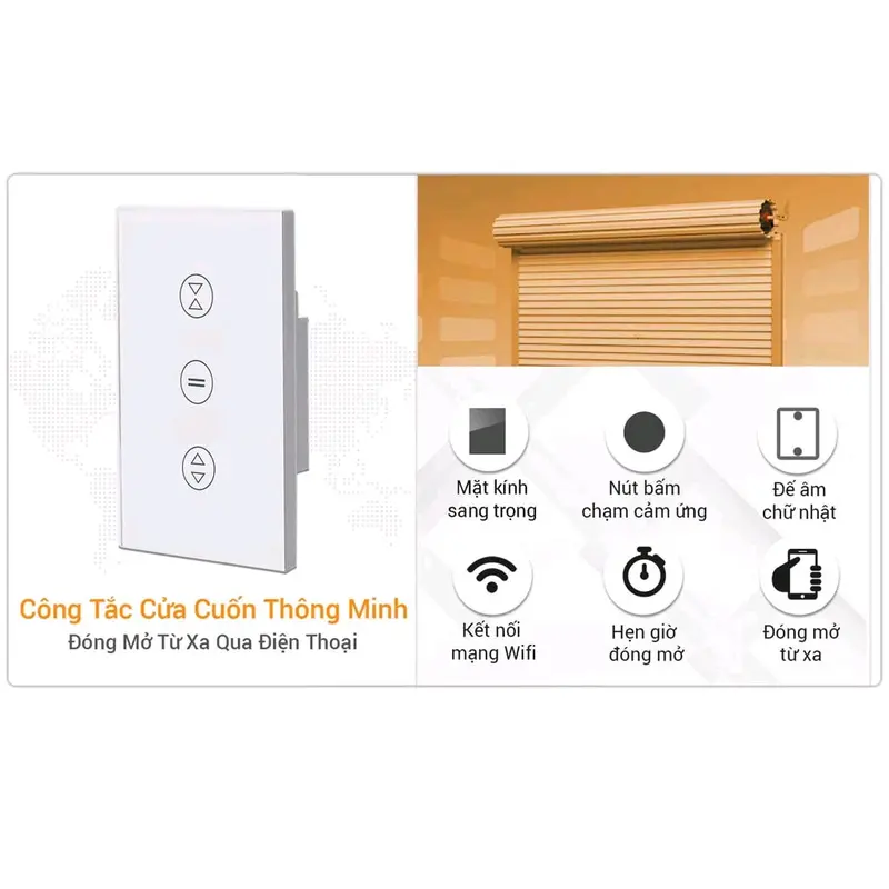 Công Tắc Cửa Cuốn WiFi + Bluetooth Điều Khiến Qua Điện Thoại Ap Tuya congtac camung smart home cuac uon remote  smartkey cảm ứng smart  door cảm  biến tự dừng nhathongminh resmart khiển 1