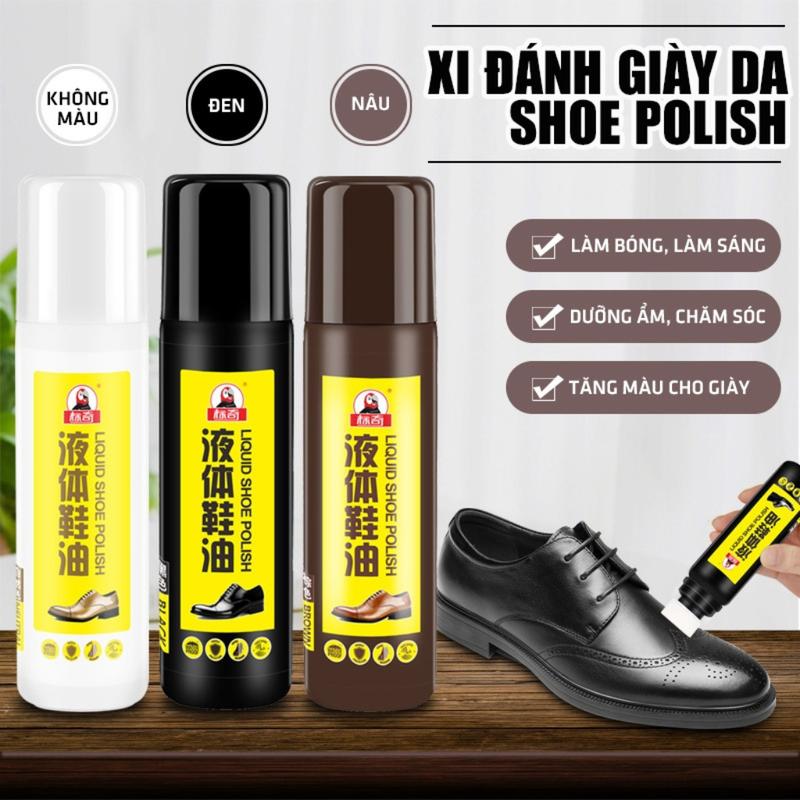  Xi đánh giày da đồ da dạng lỏng LIQUID SHOE POLISH đa năng 75ml màu đen nâu trắng 