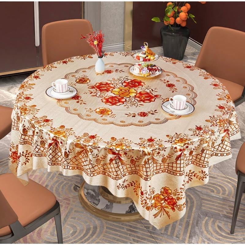  Khăn trải bàn tròn 3D 1,5m sang trọng không thấm nước chống thấm dầu mỡ dễ lau chùi 