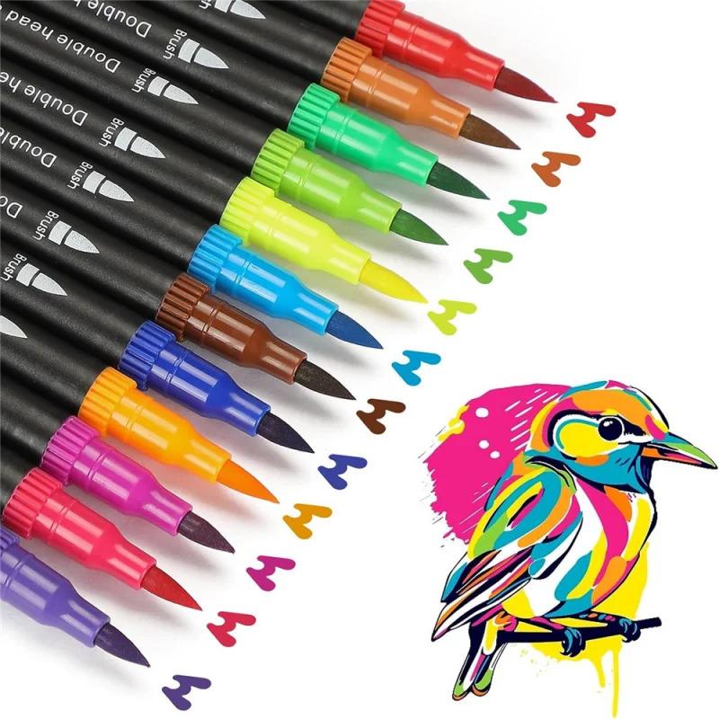 Product Introduction of 12-120 Colors Set Dual Tip Art Marker Watercolor Brush Fineliner Pen For Drawing Painting Double Head Fine Liner Stationery Pain 4