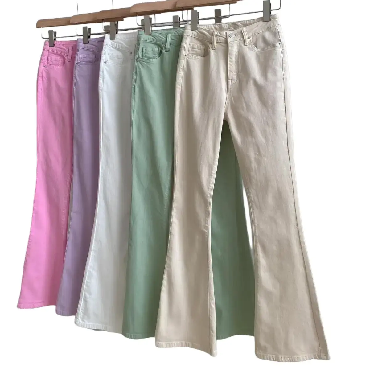Quần Jean Loe Dáng Dài Xuất Chuẩn Vnxk Chất Jean Co Giản Màu Pastel Nữ