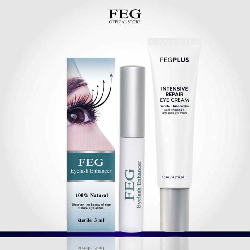 Combo dưỡng mi FEG Eyelash Enhancer và kem mắt FEG plus giúp mi dài và dày 3ml