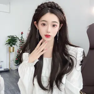 AEGYOSHOPPE - H022 Wig Bando Korea Kepang 60 CM, Rambut Palsu Setengah Kepala dengan Bando, Fiber Jepang Kanekalon, Kualitas 99% Mirip Rambut Asli, Cocok untuk Wig Stand, Wig Murah dan Kece