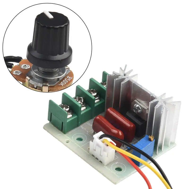 Bộ điều khiển tốc độ động cơ, 220V, 2000W, Bộ điều chỉnh điện áp SCR, Bộ điều nhiệt, với chức năng Bộ điều chỉnh độ sáng 2