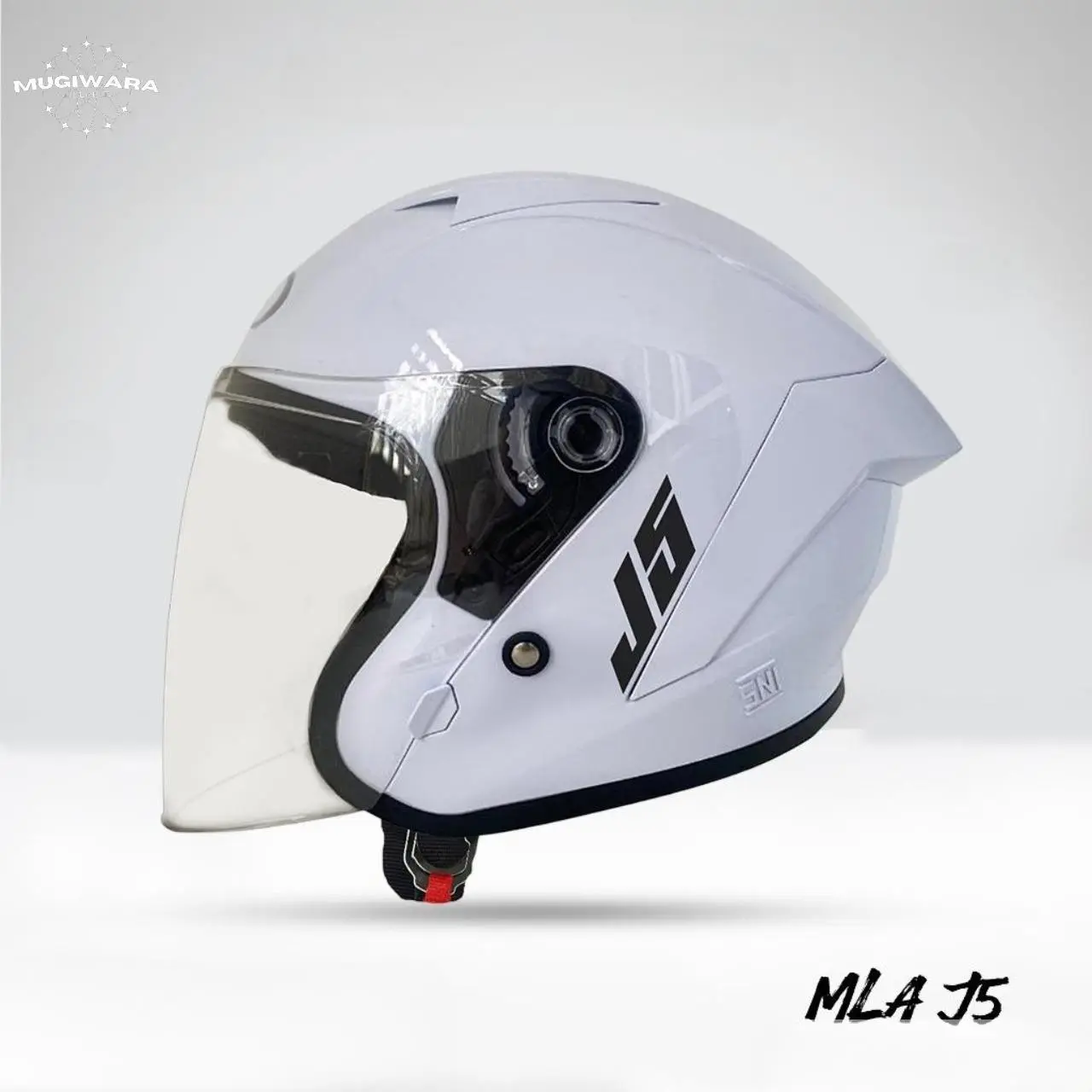 Helm Half Face  MLA J5 WHITE Kaca Visor Bening | Helm Premium Untuk Pria Dan Wanita Dewasa SNI Motorcycle FREE DUS