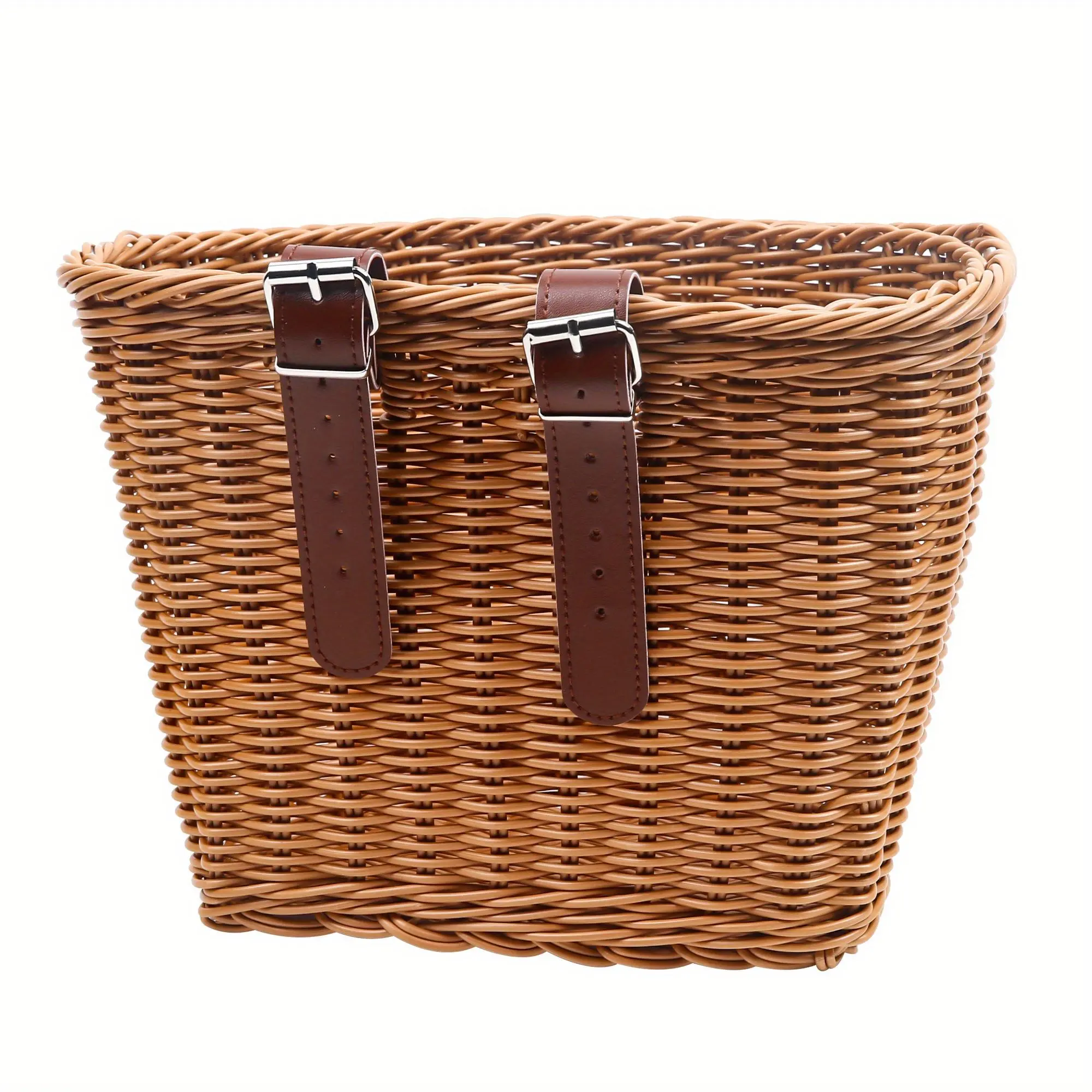 Bike Basket, Front Handlebar Storage Basket with Adjustable Leather Straps, Bicycle Accessories, Hand Woven Waterproof Bikes Basket