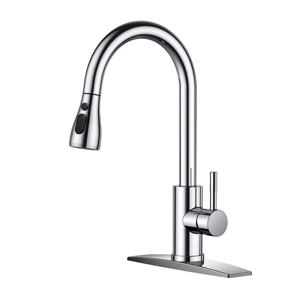 Kitchen Faucet, Brushed Nickel Kitchen Faucet with Pull Down Sprayer, High Arc Single Handle Stainless Steel Sink Faucet for Farmhouse Camper Laundry RV Bar