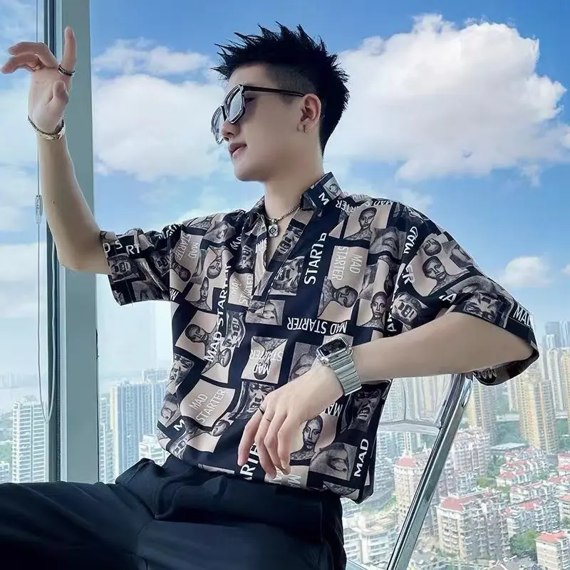 Áo Sơ Mi ngắn Tay Mùa Hè Cho Nam, Áo Sơ Mi Tay Lửng Cổ Chữ V, Hàng Hiệu Hợp Xu hướng Quần Áo Thân Trên Phong Cách Áo Thun, Chất Lượng Cao Cấp, Thiết Kế Đặc Biệt Menswear