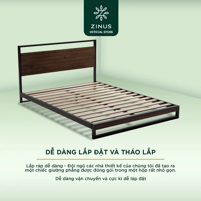 Giường Gỗ Khung Kim Loại  – Zinus Ironline Platforma Bed giuong  thong minh 6