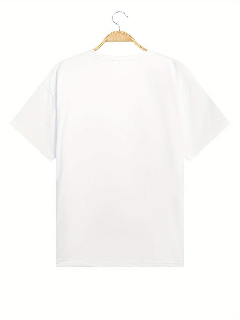 Product Introduction of Womens Figure & Letter Print T-Shirt - Fashionable Crew Neck, Short Sleeve, Casual Style - Perfect for Spring & Summer - Eye-Catching Graphic Design, Versatile Wardrobe Staple 2