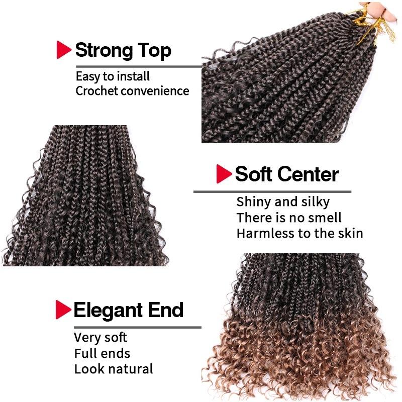 Product Introduction of European  Synthetic Fiber Wig Box Braids Bohemian Curly Air Three-Strand Braids Fly Crochet Hair Braids,Bathing Suits 2025 for Summer Beach Holiday, Valentine's Day Gift, Bikini Sets 1