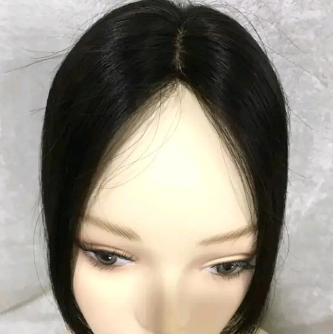 แฮร์พีชผมแท้ ฐานsilk แผ่นปิดผมบางแสกกว้าง ราคาถูก เสริมได้ทั้งหญิง-ชาย ผมแท้100% ย้อมสีได้